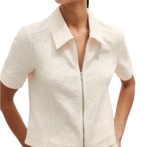 ME+EM Cream Textured Short Sleeve Jacket